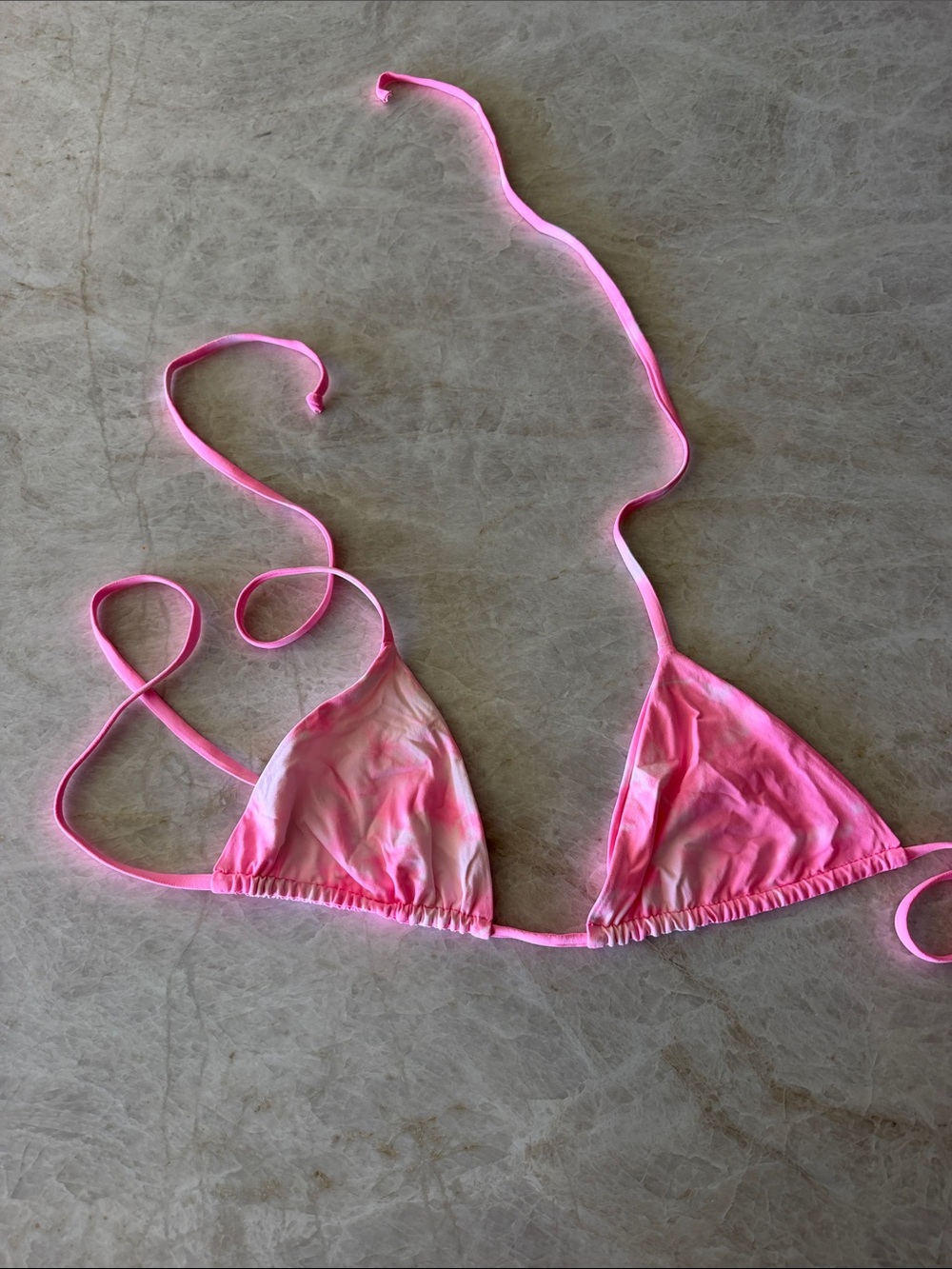 Frankie’s Bikinis Pink Tie-Dye Triangle Bikini Top